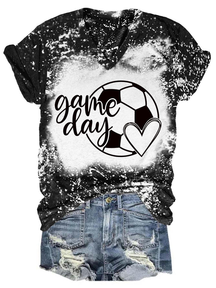 Game Day Soccer Tie Dye V Neck T-shirt