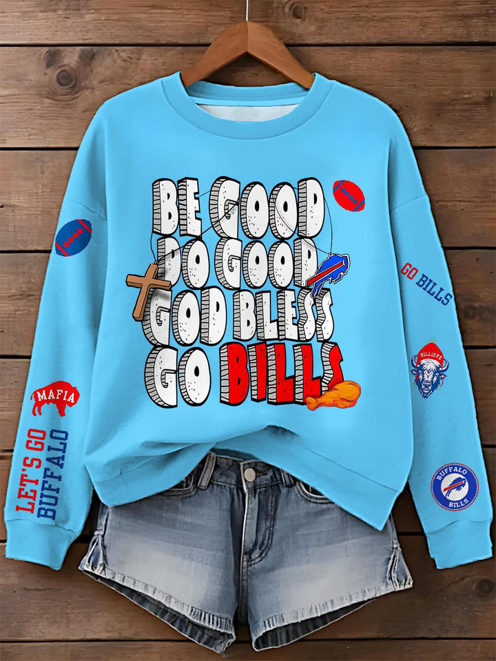 Fun Buffalo Bills Printed Long Sleeve Casual Top