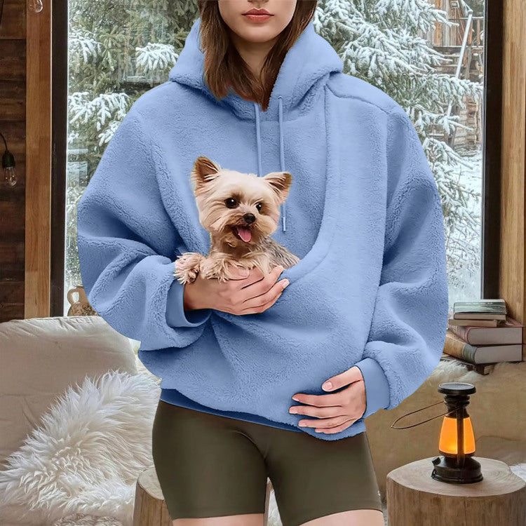 Pet Carrier Hoodie Fuzzy Solid Color Puppy Kitten Cat Holder Carriers Hoodies with Pocket for Home Sofa upgrade