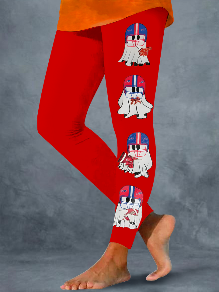 Halloween Ghost Buffalo Football Print Leggings
