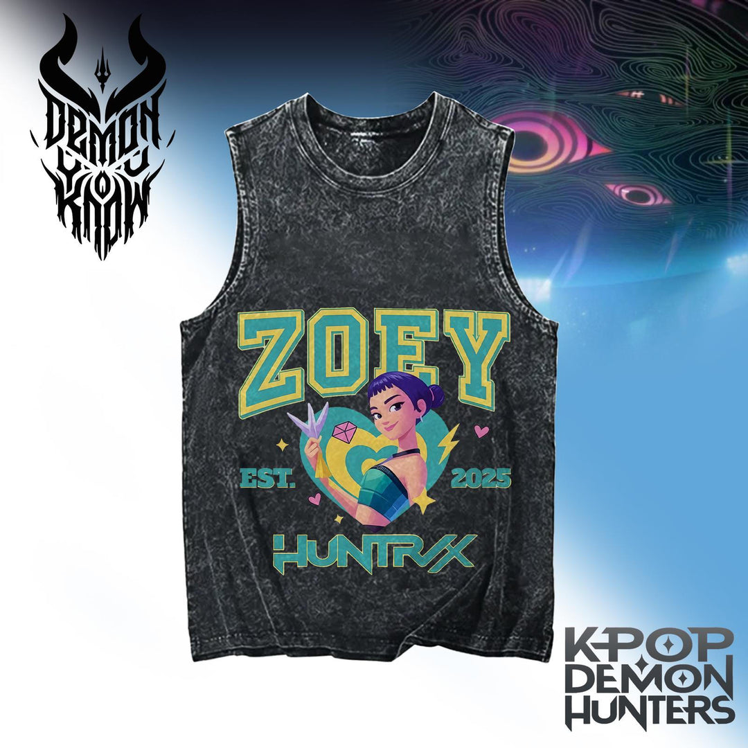 Demon Hunter Washed Cotton Round Neck Sleeveless Vest