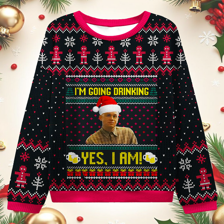 Women's HYarlie Hunnam Ed Gein I'm Going Drinking Yes I Am Christmas round neck ugly sweater