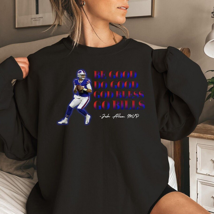 Sweatshirt mit Aufdruck „Be Good Do Good Go Bless Go Bills“