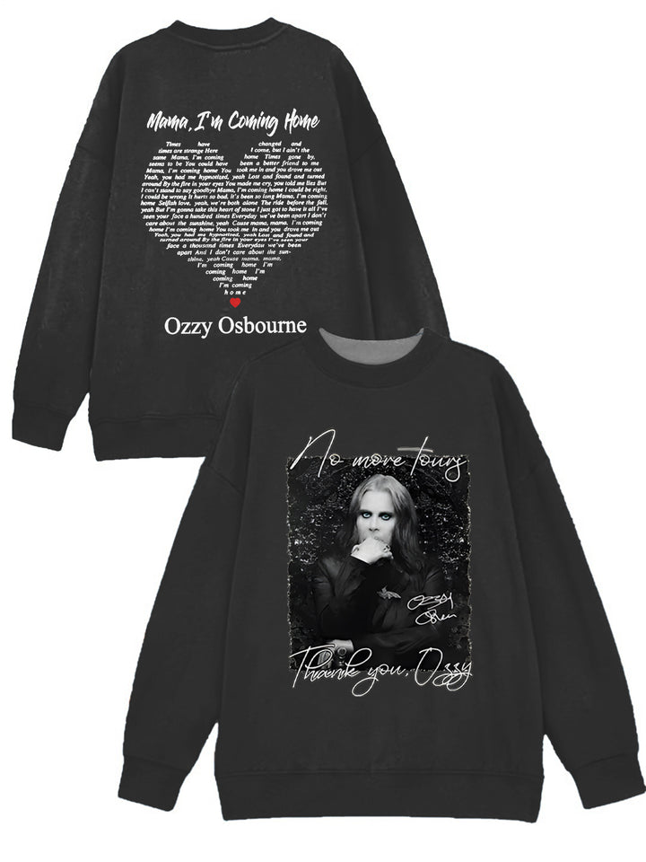 In Memory of Ozzy Osbourne Printed Long Sleeve Casual Top
