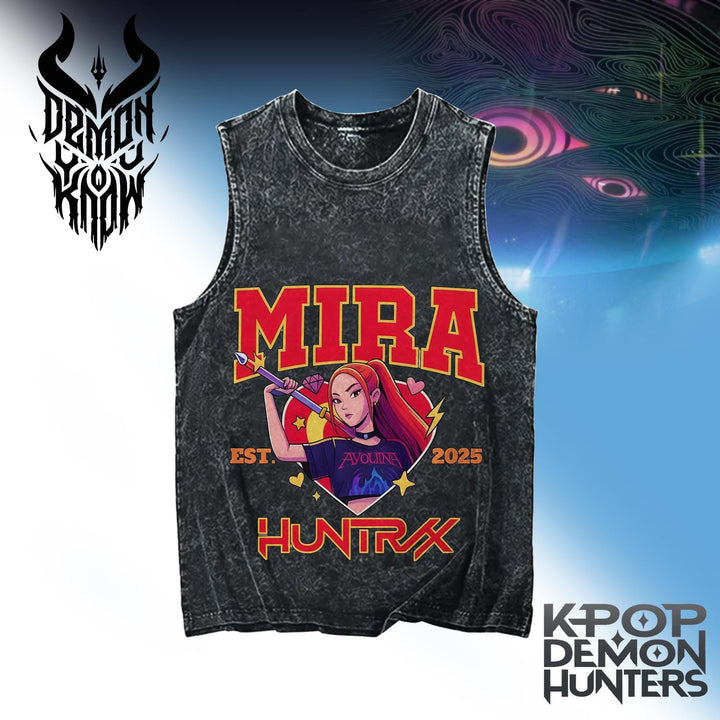 Demon Hunter Washed Cotton Round Neck Sleeveless Vest