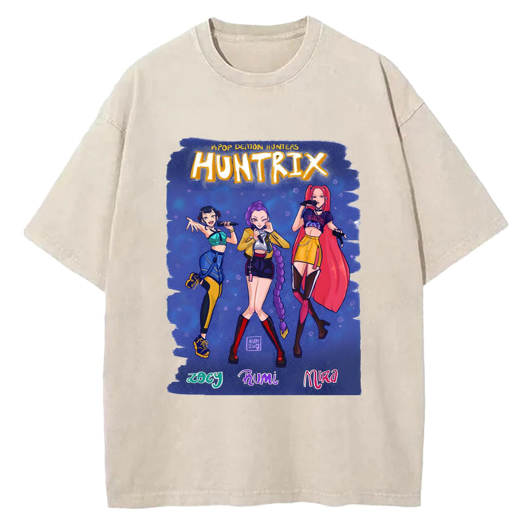 Demon Hunter Washed Cotton Crew Neck T-Shirt
