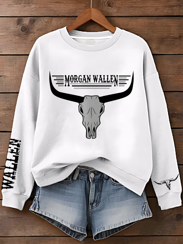 Morgan Wallen Simple Printed Long Sleeve Casual Top
