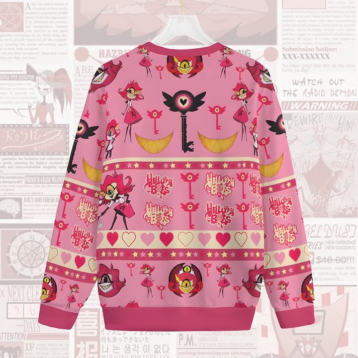 Women's Pastel Anime Hazbin Hotel Round Neck Ugly Sweater
