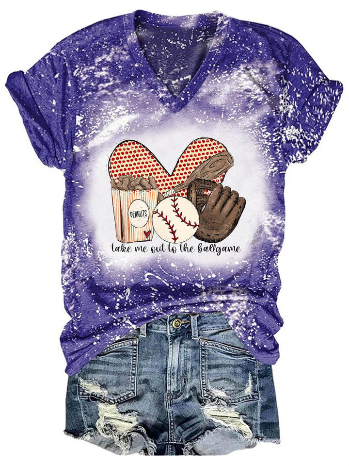 Take Me Out To The Ballgame Print Tie Dye T-Shirt