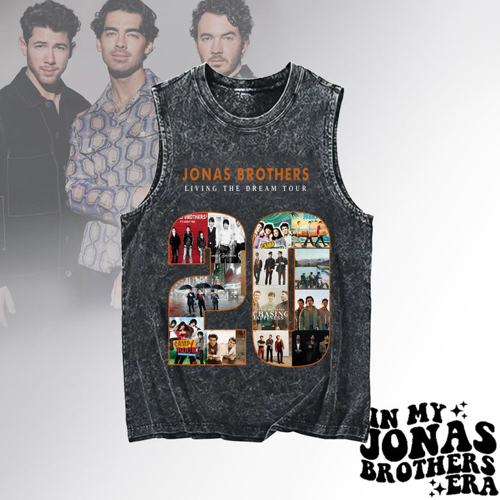 Jonas Brothers Washed Cotton Round Neck Sleeveless Vest