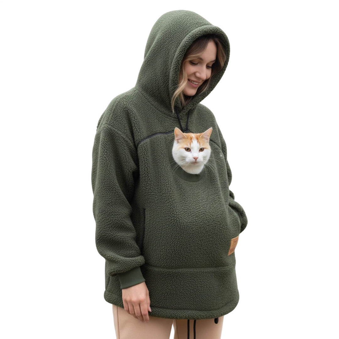 Pet Care Hoodie Long Sleeve Warm Fall Winter Pullover Sweatshirt with Dog Pouch for Outdoor Dog Walking excitement
