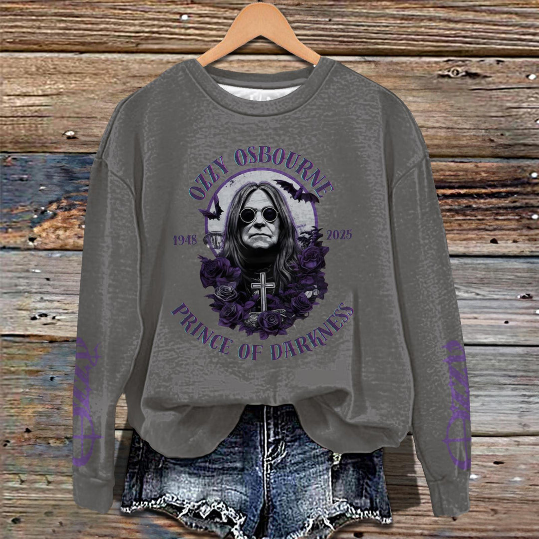 Ozzy Osbourne Printed Long Sleeve Casual Top