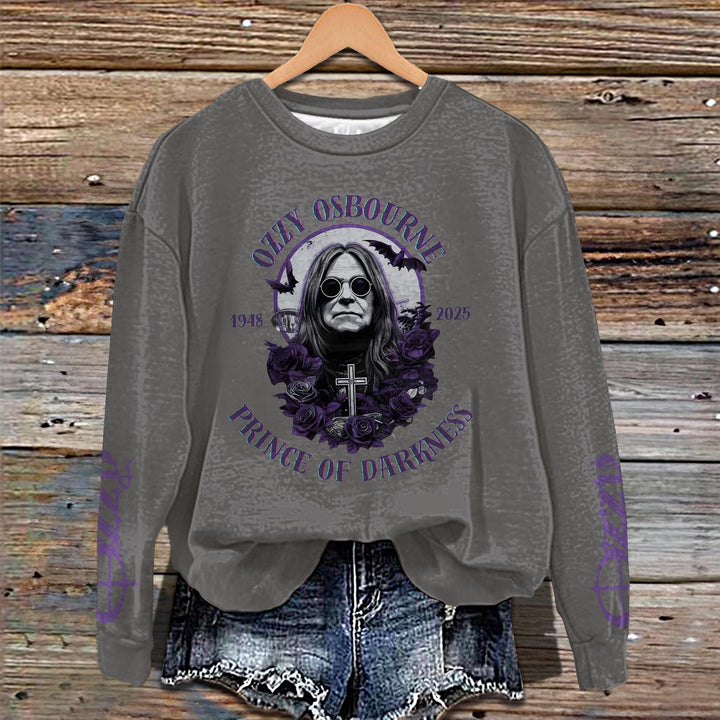 Ozzy Osbourne Printed Long Sleeve Casual Top