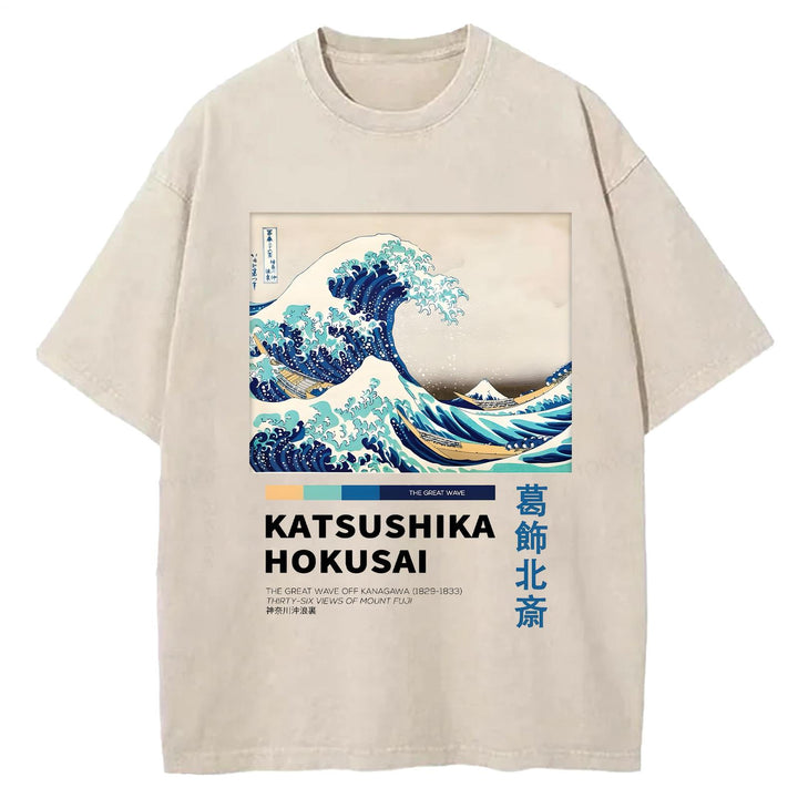 Katsushika Hokusai Wave Art Paint Retro T-shirt