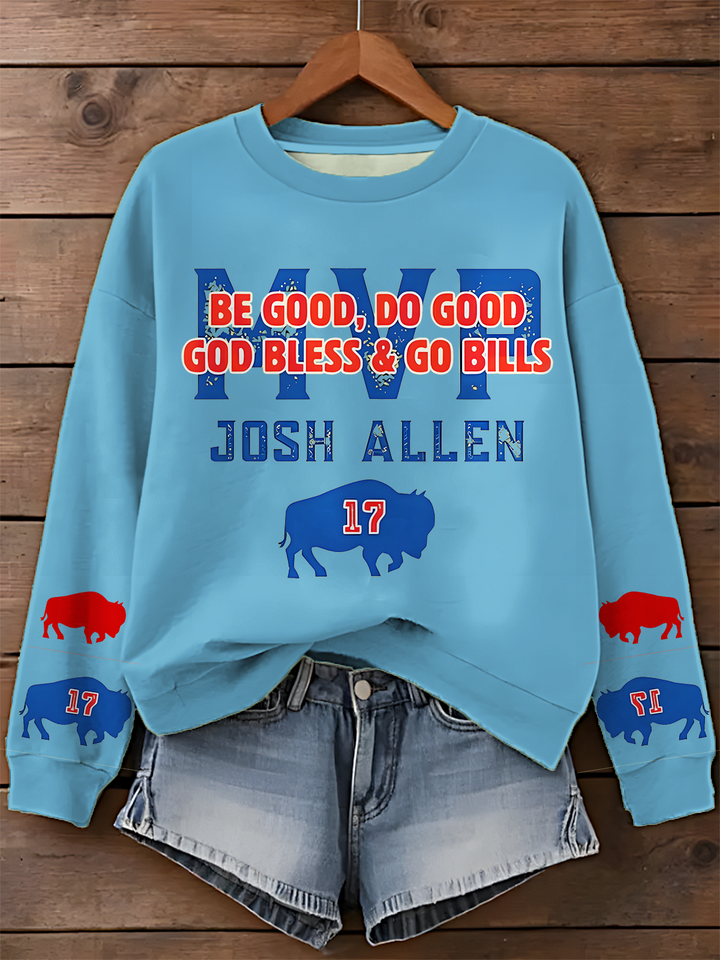 Be Good Do Good Go Bills Bedrucktes, langärmliges Freizeitoberteil 