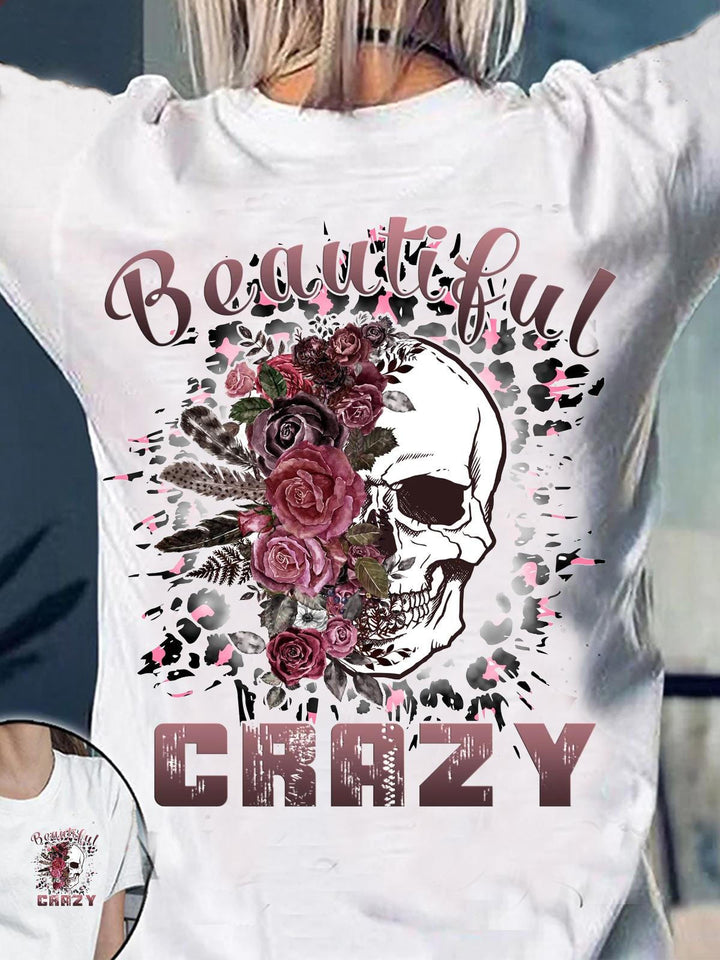 Beautiful Crazy Skull Print Ladies Fashion Casual Women's T-Shirt1