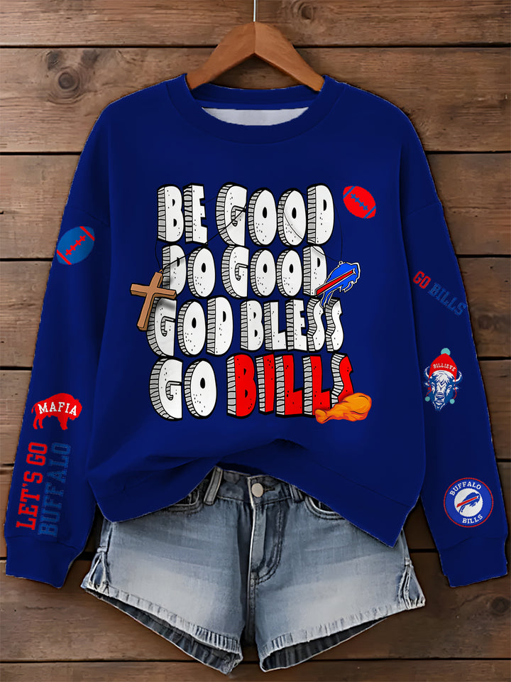 Fun Buffalo Bills Printed Long Sleeve Casual Top