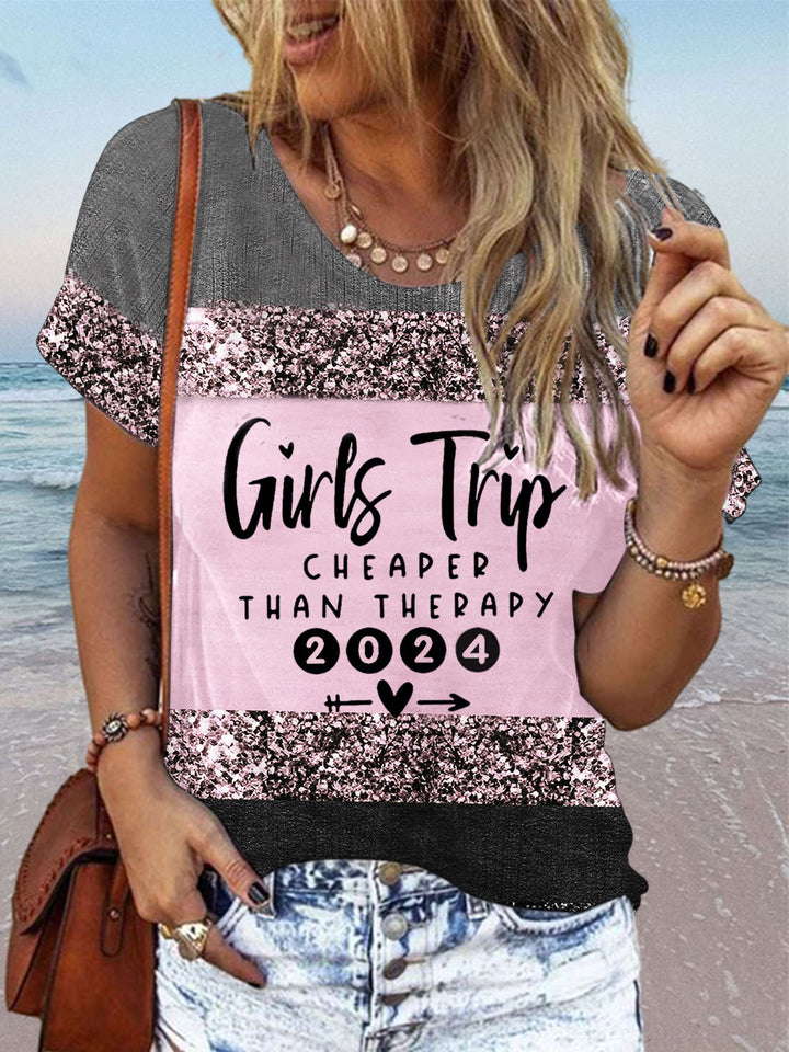 Girls Trip 2024 Print Crew Neck T-shirt