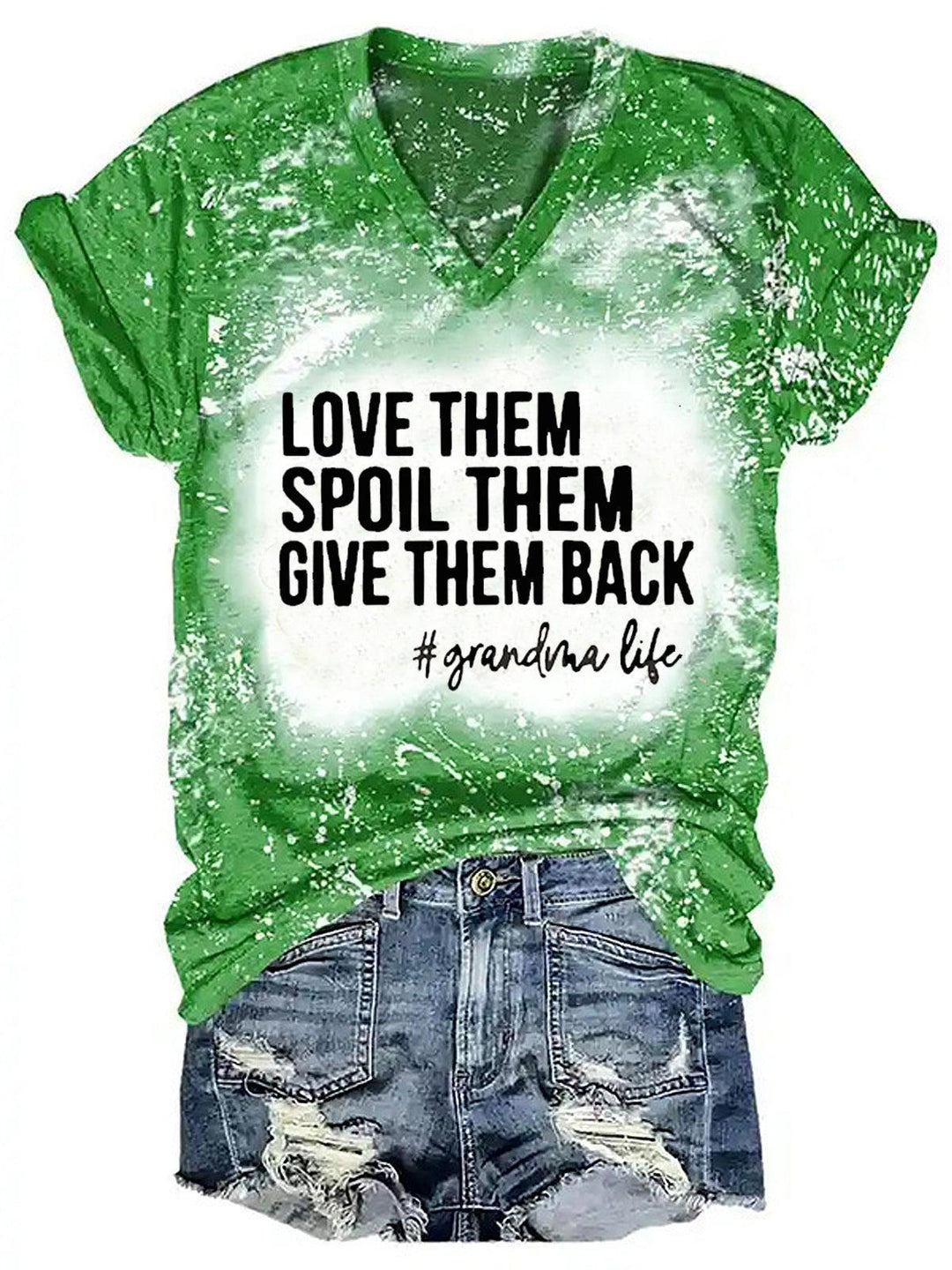 Love Them Spoil Them Give Them Grandma Tie-Dye Print Casual Top