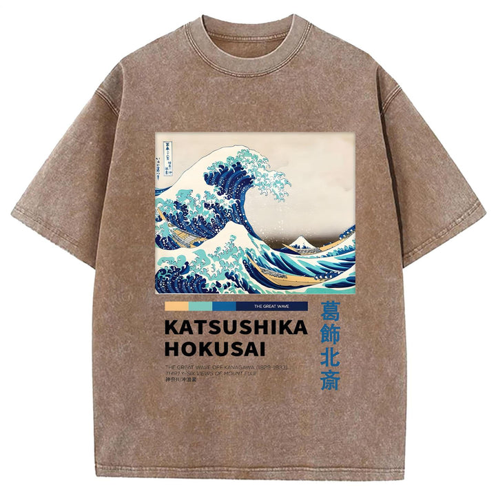Katsushika Hokusai Wave Art Paint Retro T-shirt