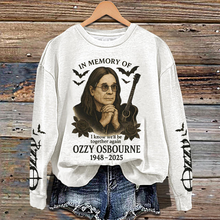 In Memory of Ozzy Osbourne Printed Long Sleeve Casual Top
