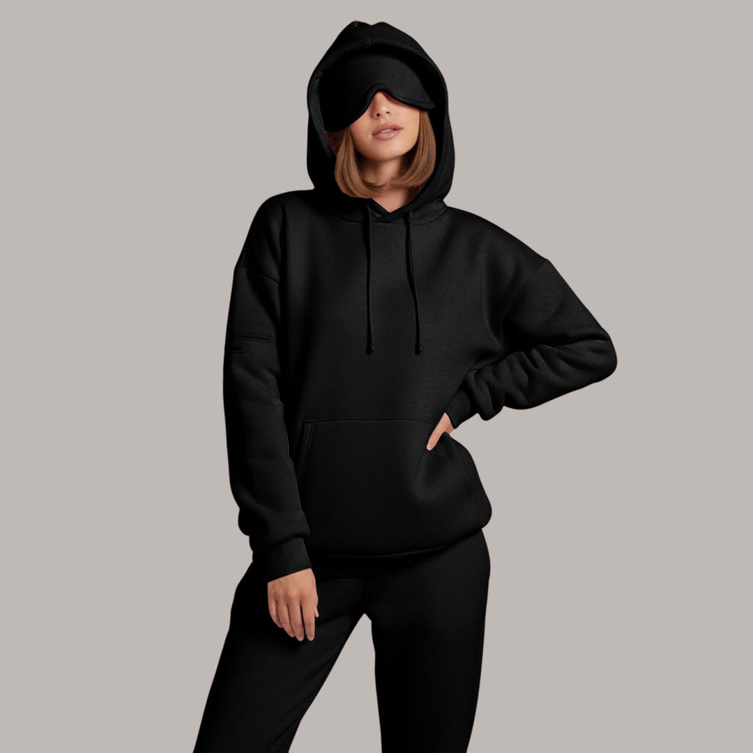 Airplane Mode Travel Hoodie Men Women Comfort Hoodies with Eyeshade Pullover Tops Clothes with Hidden Pockets active