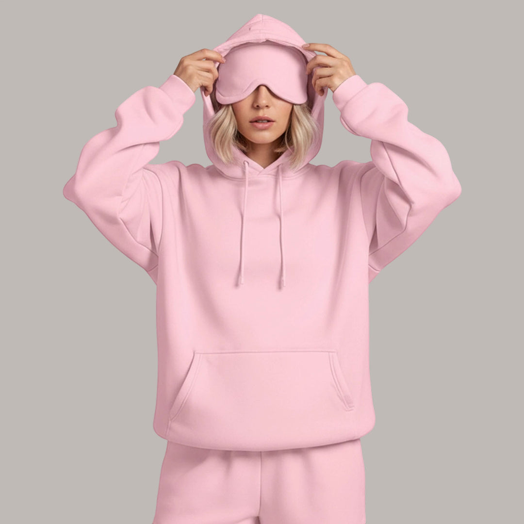 Airplane Mode Travel Hoodie Solid Color Women Comfort Travel Hoodie with Eyeshade Loose Pullover Fall Outfits steadfast