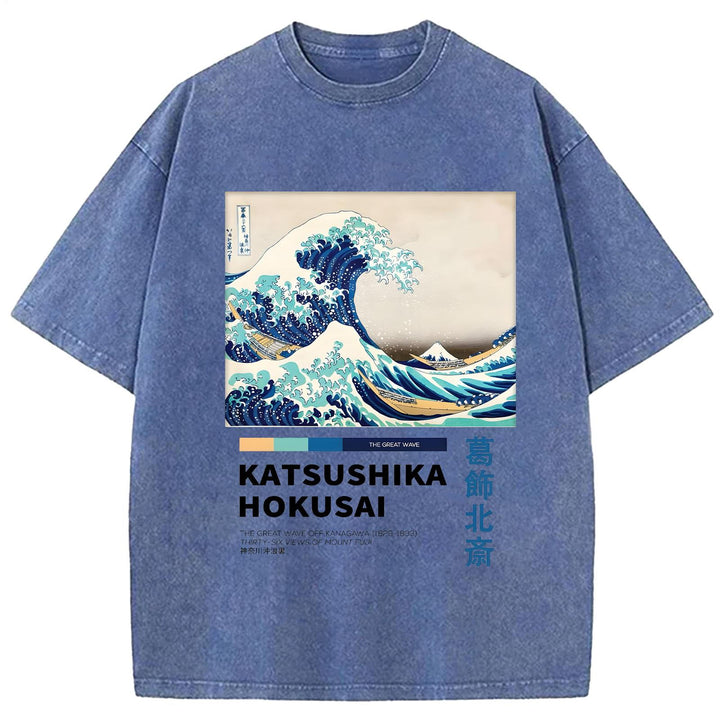 Katsushika Hokusai Wave Art Paint Retro T-shirt