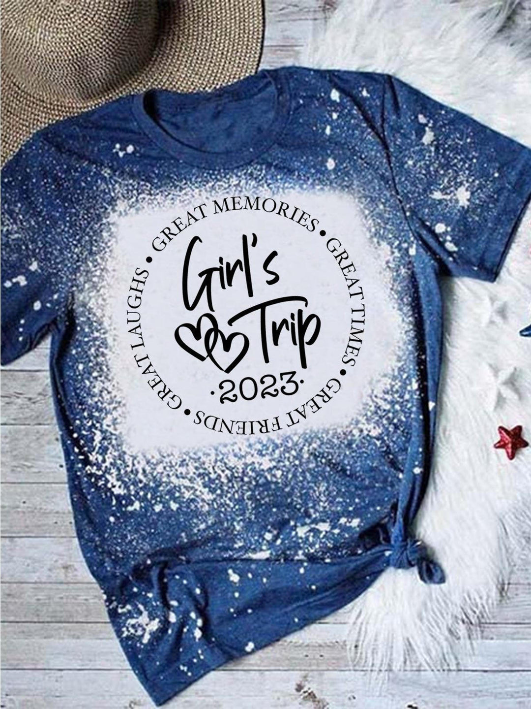 Girl Trip 2023 Print Tie-Dye Crew NeckT-Shirt