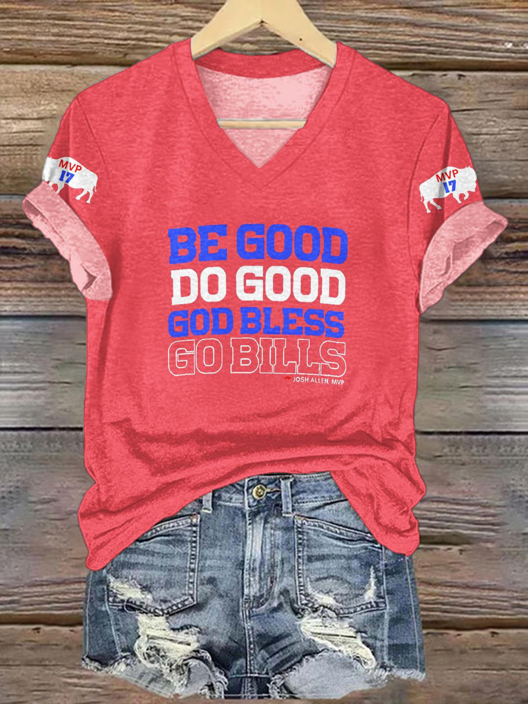 Sei gut, tu Gutes, Josh Allen MVP T-Shirt mit V-Ausschnitt 