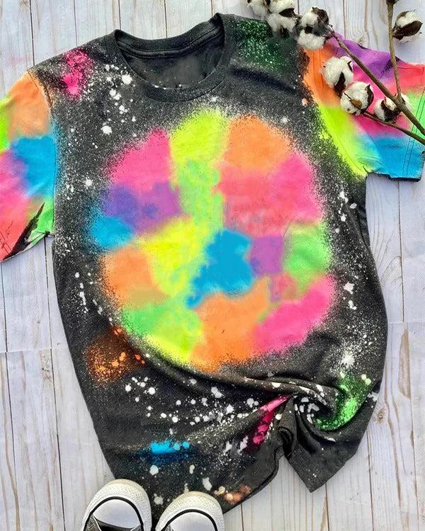 Women's Round Neck Tie Dye Casual T-Shirt