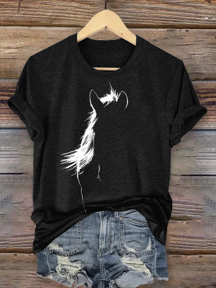 Women's Silhouette Horse Art Crew Neck T-shirt