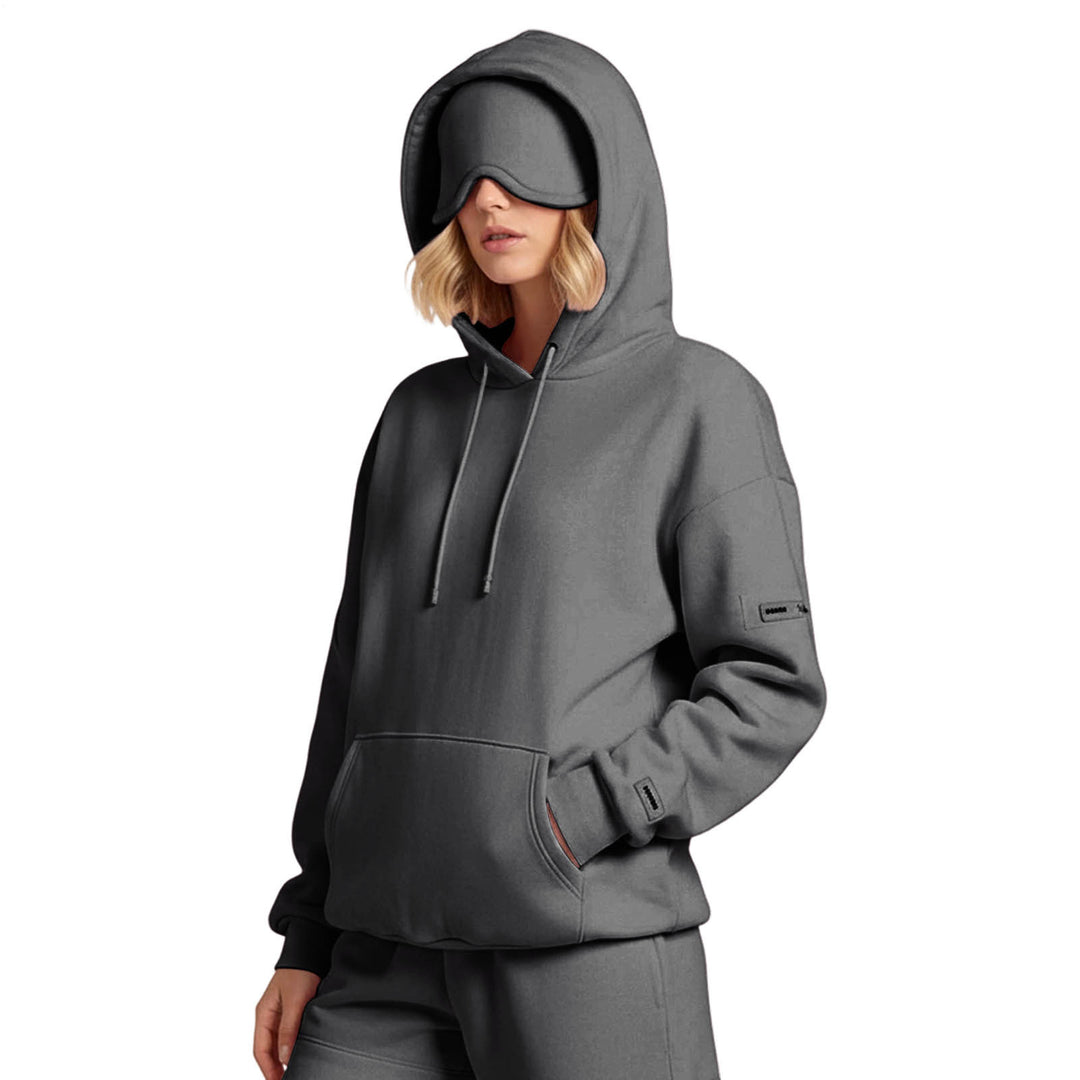 Airplane Mode Travel Hoodie Men Women Comfort Hoodies with Eyeshade Pullover Tops Clothes with Hidden Pockets active