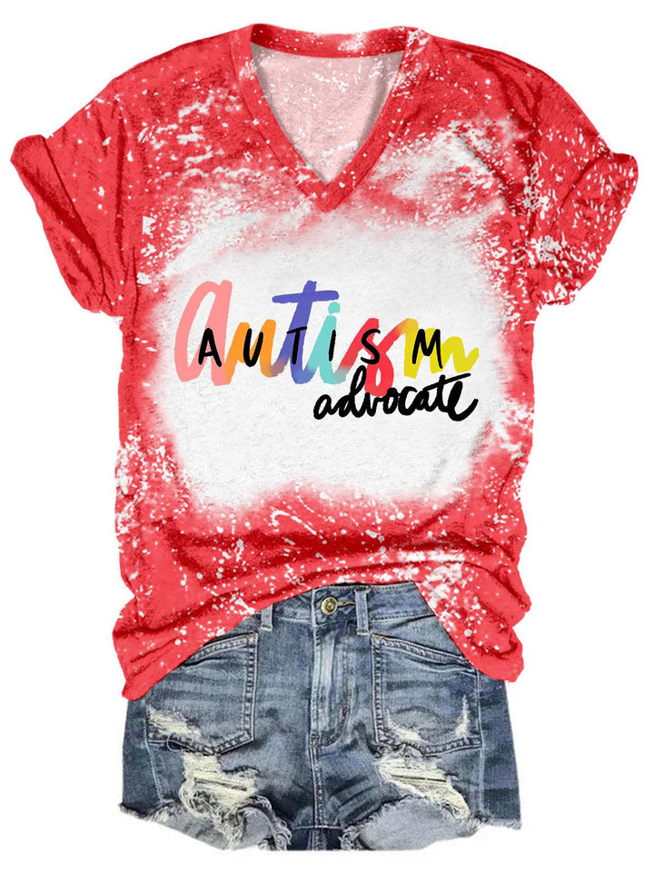 Autism Advocate V-Neck Tie Dye T-Shirt