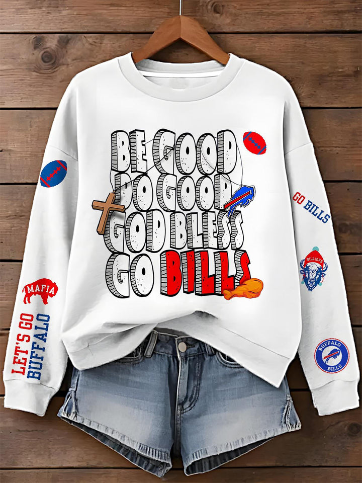 Fun Buffalo Bills Printed Long Sleeve Casual Top