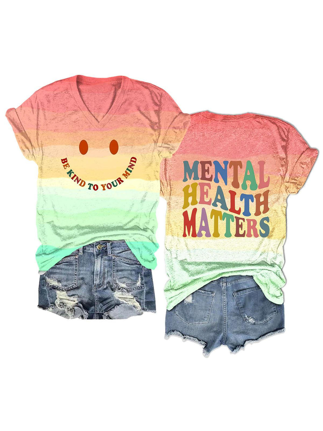 Women's Mental Health Awareness Ombre Print T-Shirt