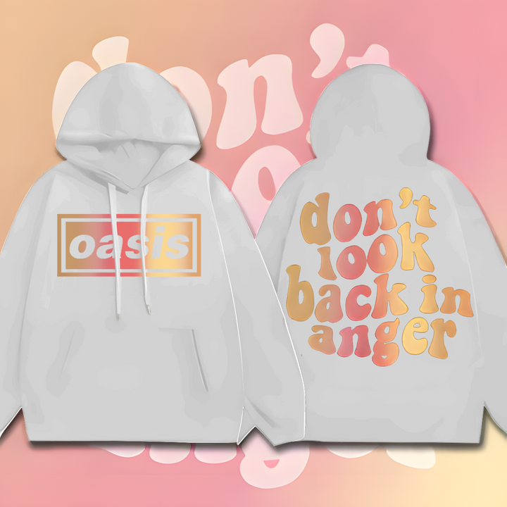 Oasis Music Fans Loose Fit Hooded Sweatshirt With Pockets
