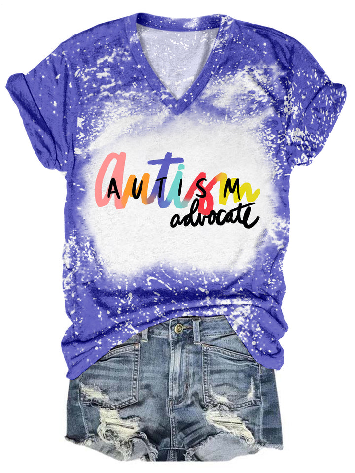 Autism Advocate V-Neck Tie Dye T-Shirt