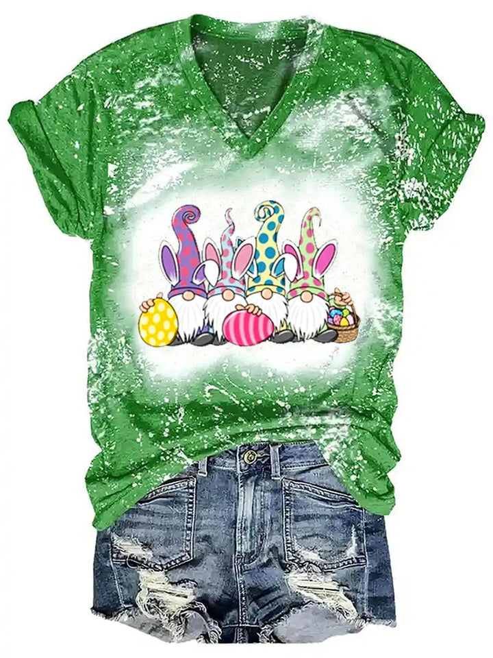 Women's Gnome Egg Print Tie Dye T-Shirt