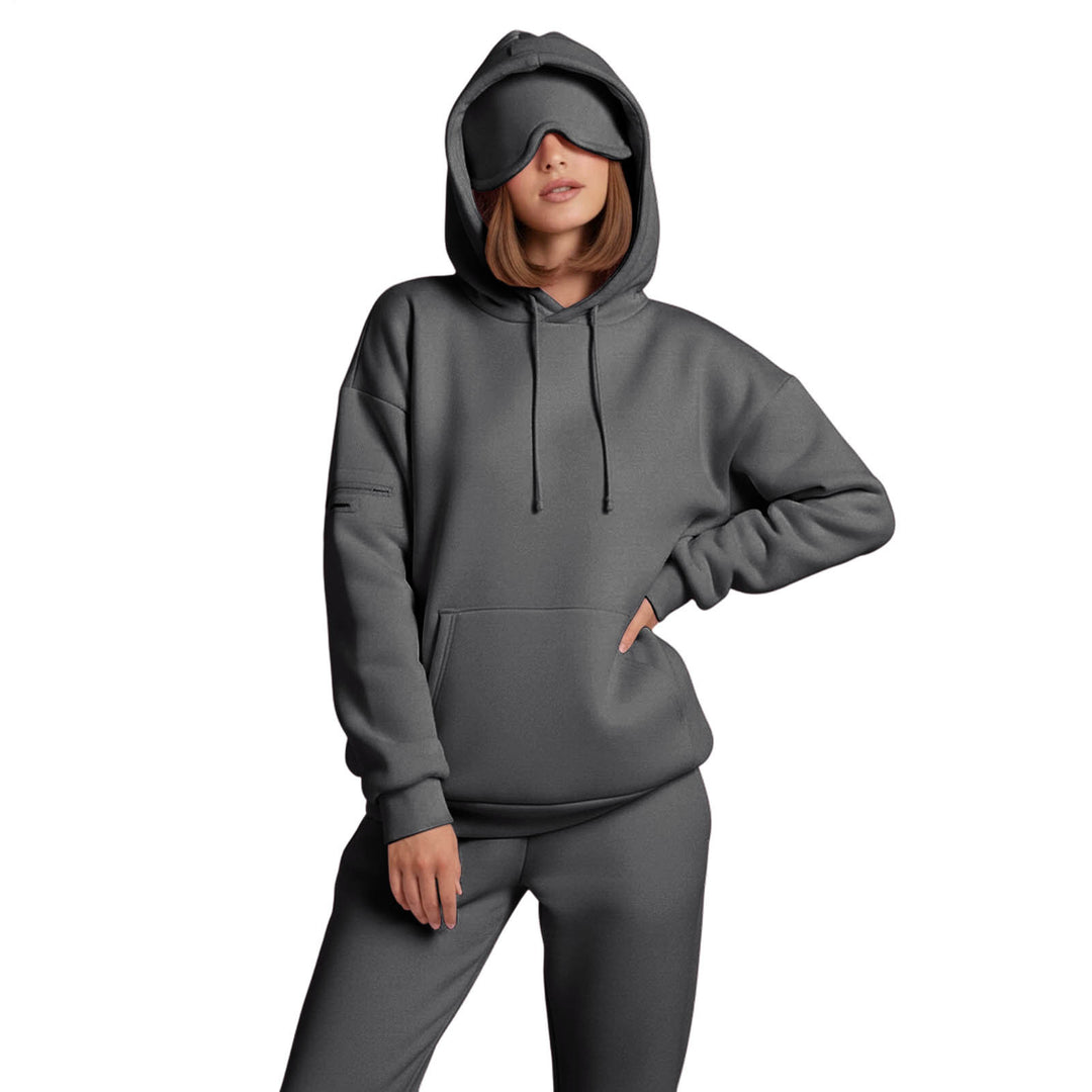 Airplane Mode Travel Hoodie Men Women Comfort Hoodies with Eyeshade Pullover Tops Clothes with Hidden Pockets active