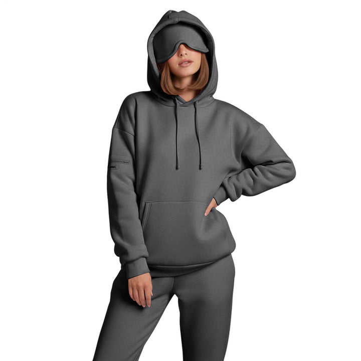 Airplane Mode Travel Hoodie Men Women Comfort Hoodies with Eyeshade Pullover Tops Clothes with Hidden Pockets active