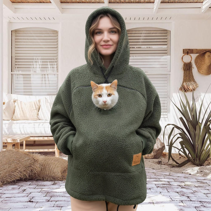 Pet Care Hoodie Long Sleeve Warm Fall Winter Pullover Sweatshirt with Dog Pouch for Outdoor Dog Walking excitement