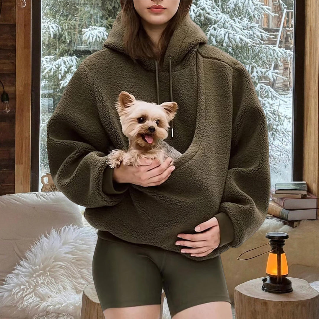 Pet Carrier Hoodie Fuzzy Solid Color Puppy Kitten Cat Holder Carriers Hoodies with Pocket for Home Sofa upgrade