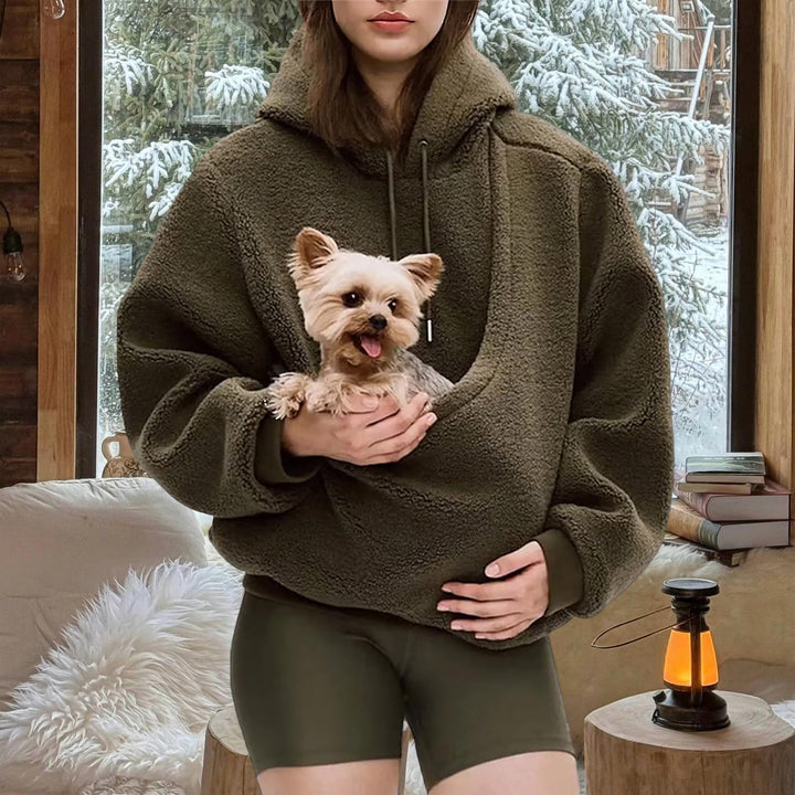 Pet Carrier Hoodie Fuzzy Solid Color Puppy Kitten Cat Holder Carriers Hoodies with Pocket for Home Sofa upgrade