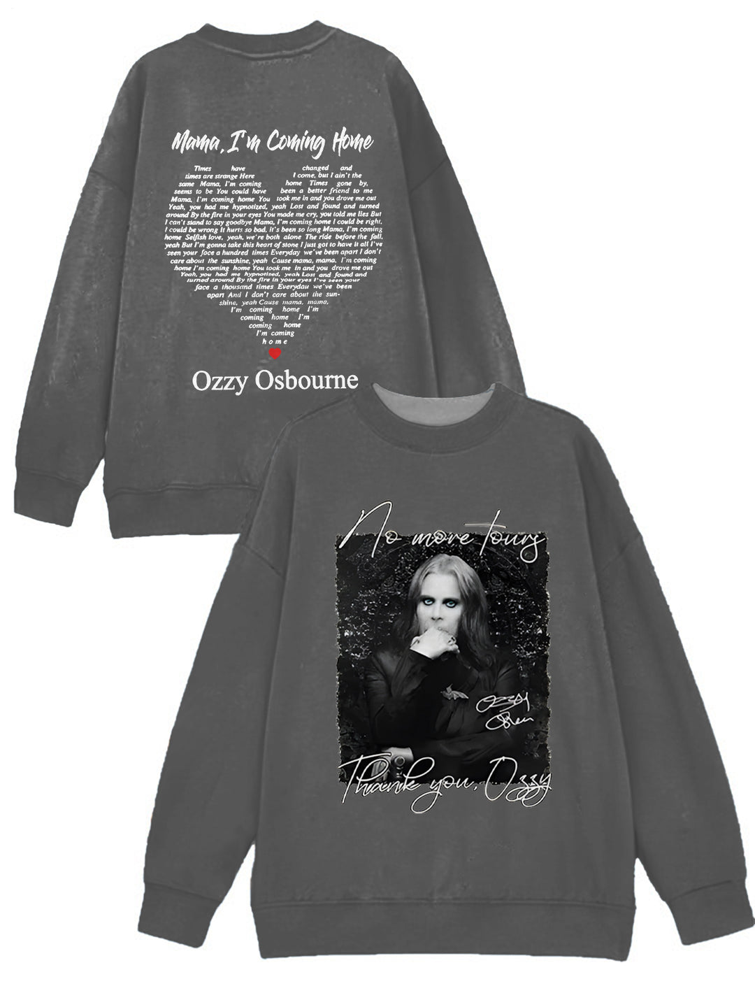In Memory of Ozzy Osbourne Printed Long Sleeve Casual Top