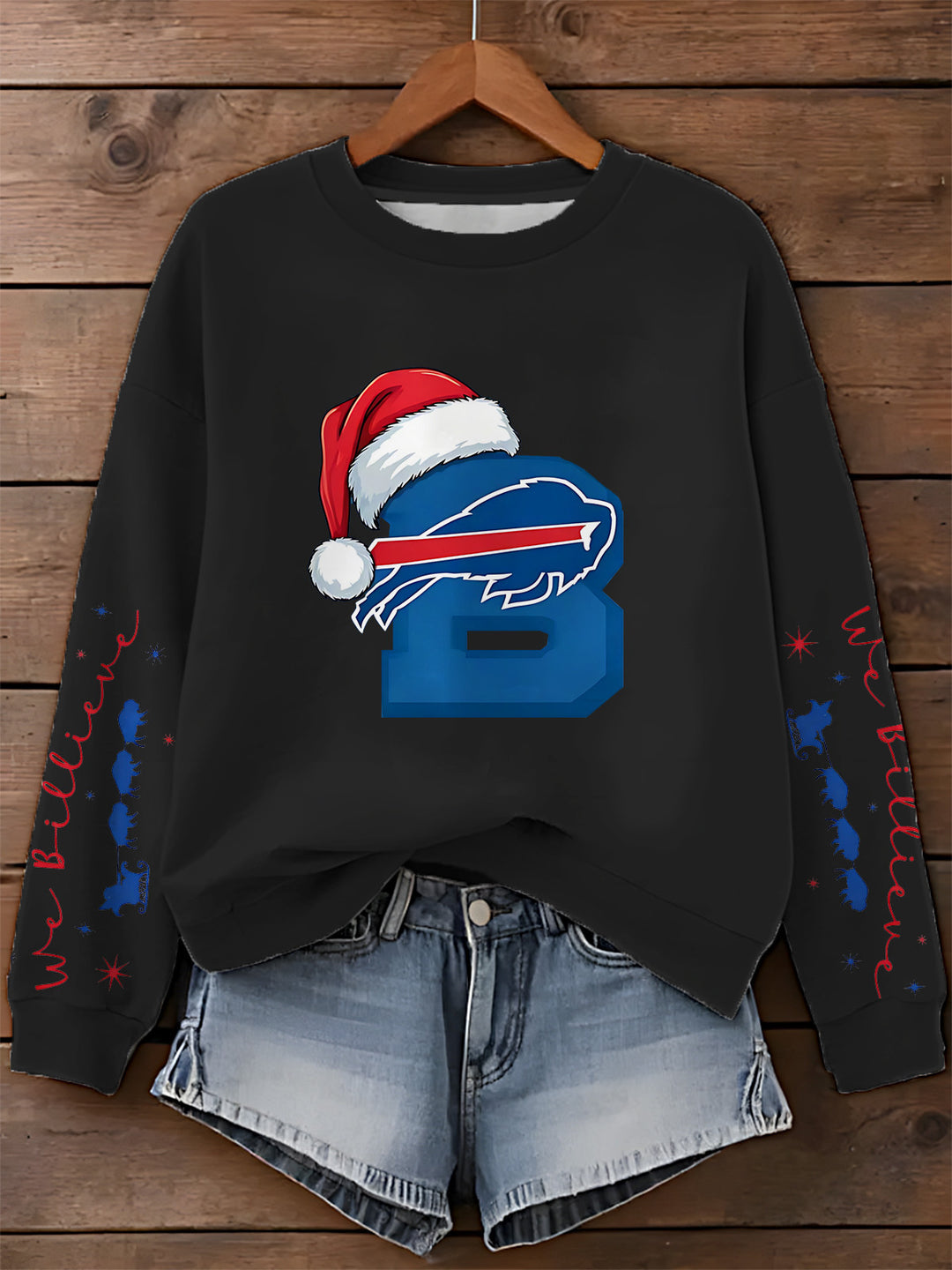 Buffalo Christmas Printed Long Sleeve Casual Top
