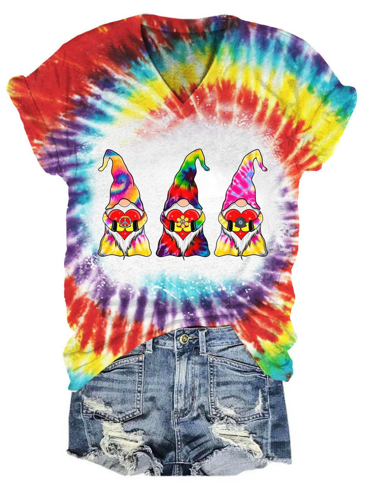 Casual Tie Dye Gnome Hippie T-Shirt