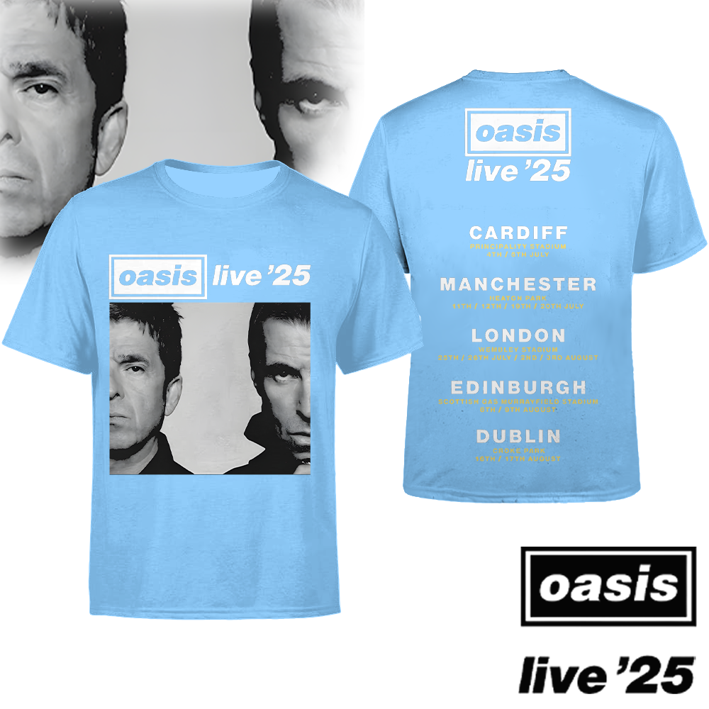 Oasis 2025 Tour Music Fan Crew Neck T-shirt