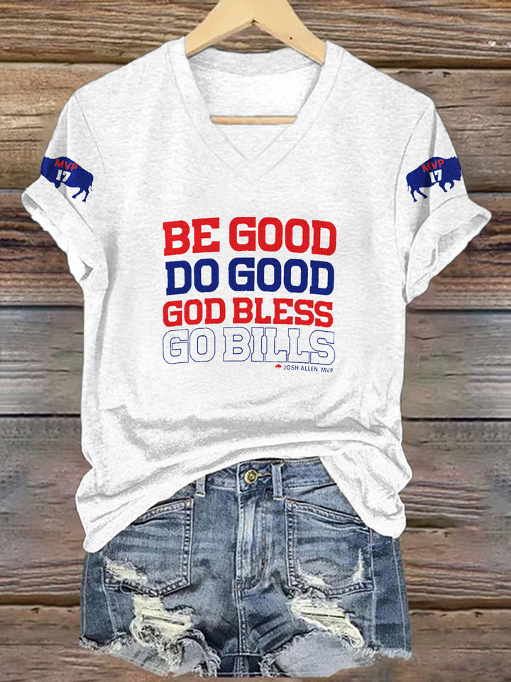 Sei gut, tu Gutes, Josh Allen MVP T-Shirt mit V-Ausschnitt 