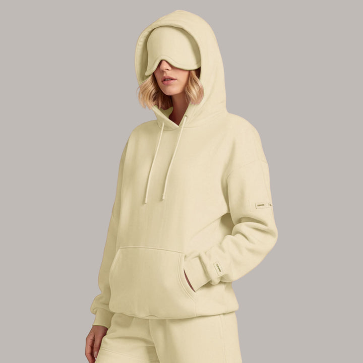 Airplane Mode Travel Hoodie Solid Color Women Comfort Travel Hoodie with Eyeshade Loose Pullover Fall Outfits steadfast